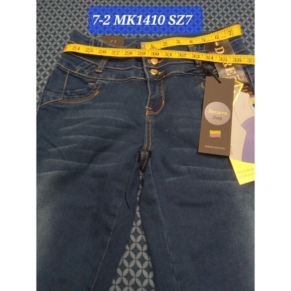 WAIST 30 INCHES SIZE 7 SKINNY JEANS STRETCH DENIM PUSH UP BLUE 7-2 MK1410 SZ7 - Picture 2 of 10